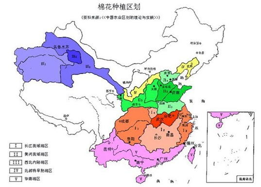 中国棉花产地及棉花特性