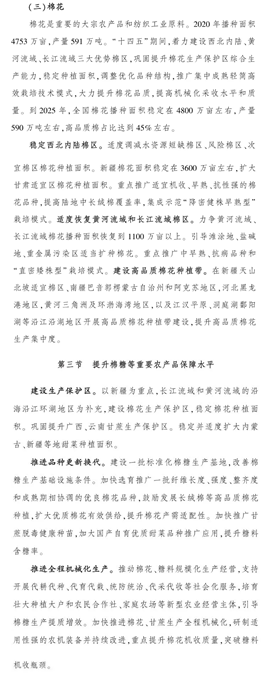 农业农村部:适度恢复黄河和长江流域棉区